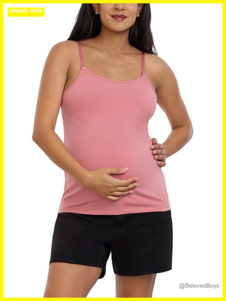 Clip Down Nursing Tank Top With Adjustable Straps And Built-In Shelf Bra